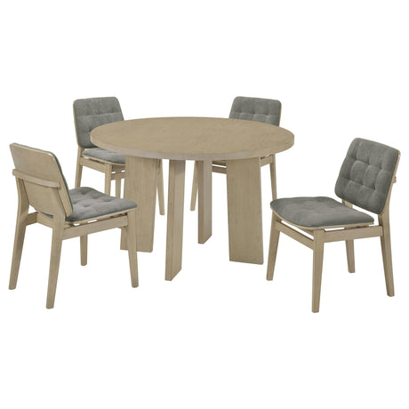 Strouse Gray and Natural Oak 5-Piece Dining Set from Coaster - Luna Furniture
