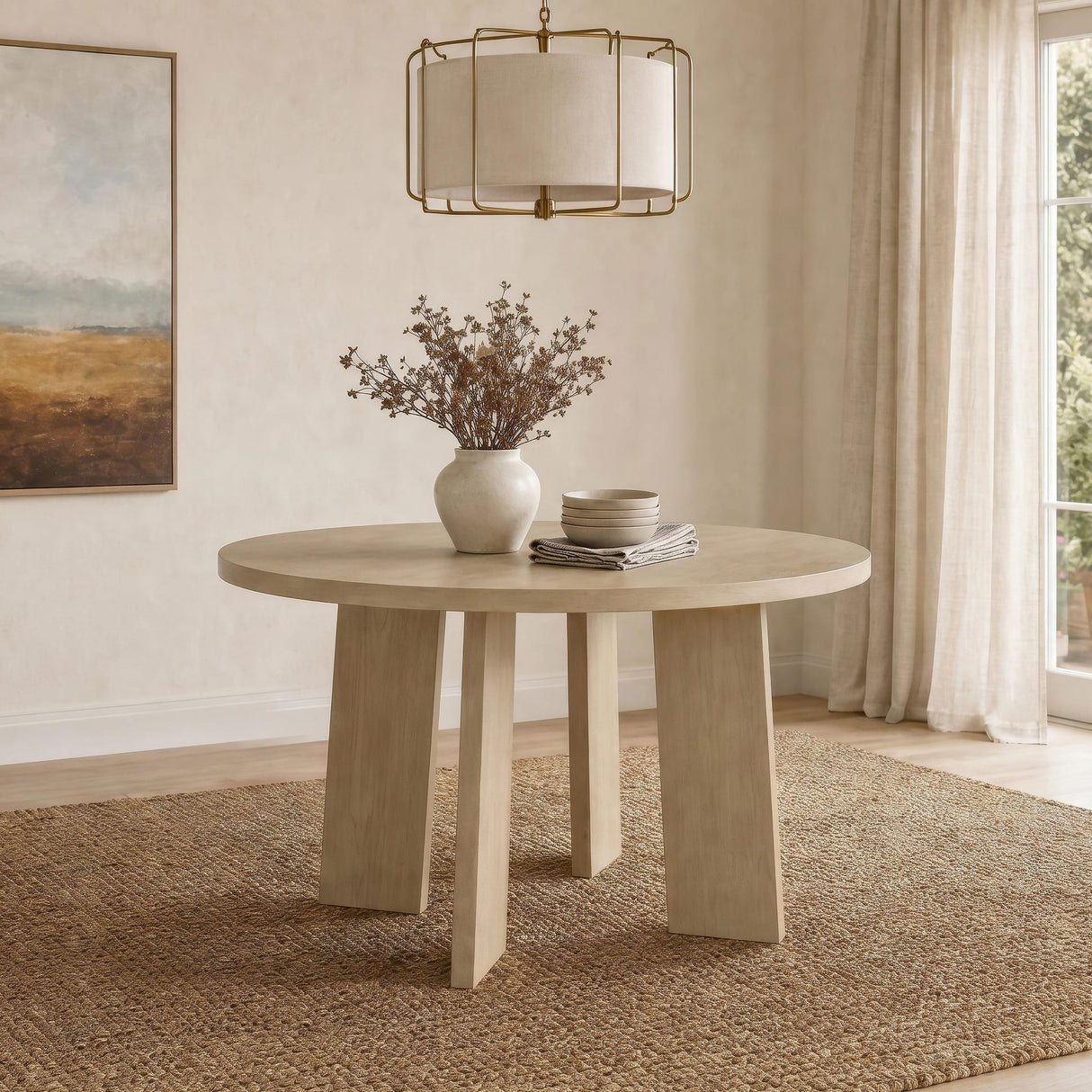 Strouse Natural Oak 47-inch Round Wood Dining Room Table from Coaster - Luna Furniture