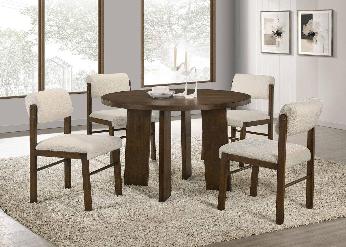 Strouse Walnut / Cream 5-piece Dining Set Cream and from Coaster - Luna Furniture