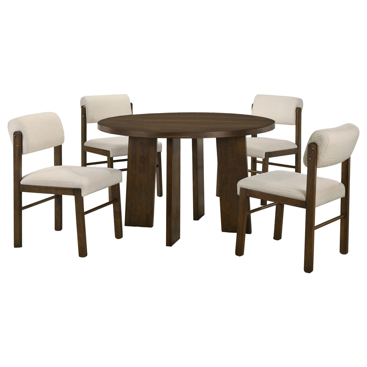 Strouse Walnut / Cream 5-piece Dining Set Cream and from Coaster - Luna Furniture