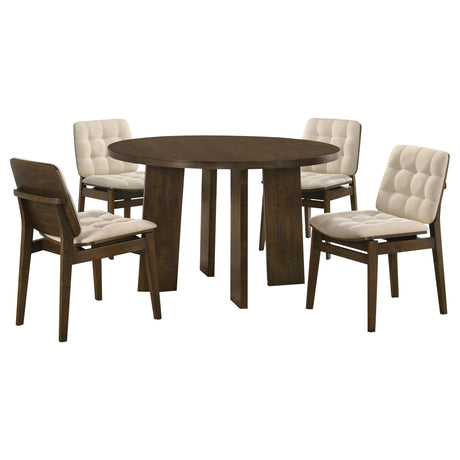 Strouse Walnut / Cream 5-piece Dining Set from Coaster - Luna Furniture