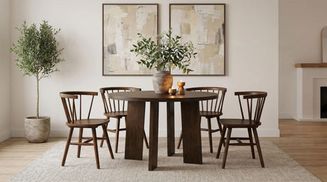 Strouse Walnut 5-Piece Round Dining Set from Coaster - Luna Furniture