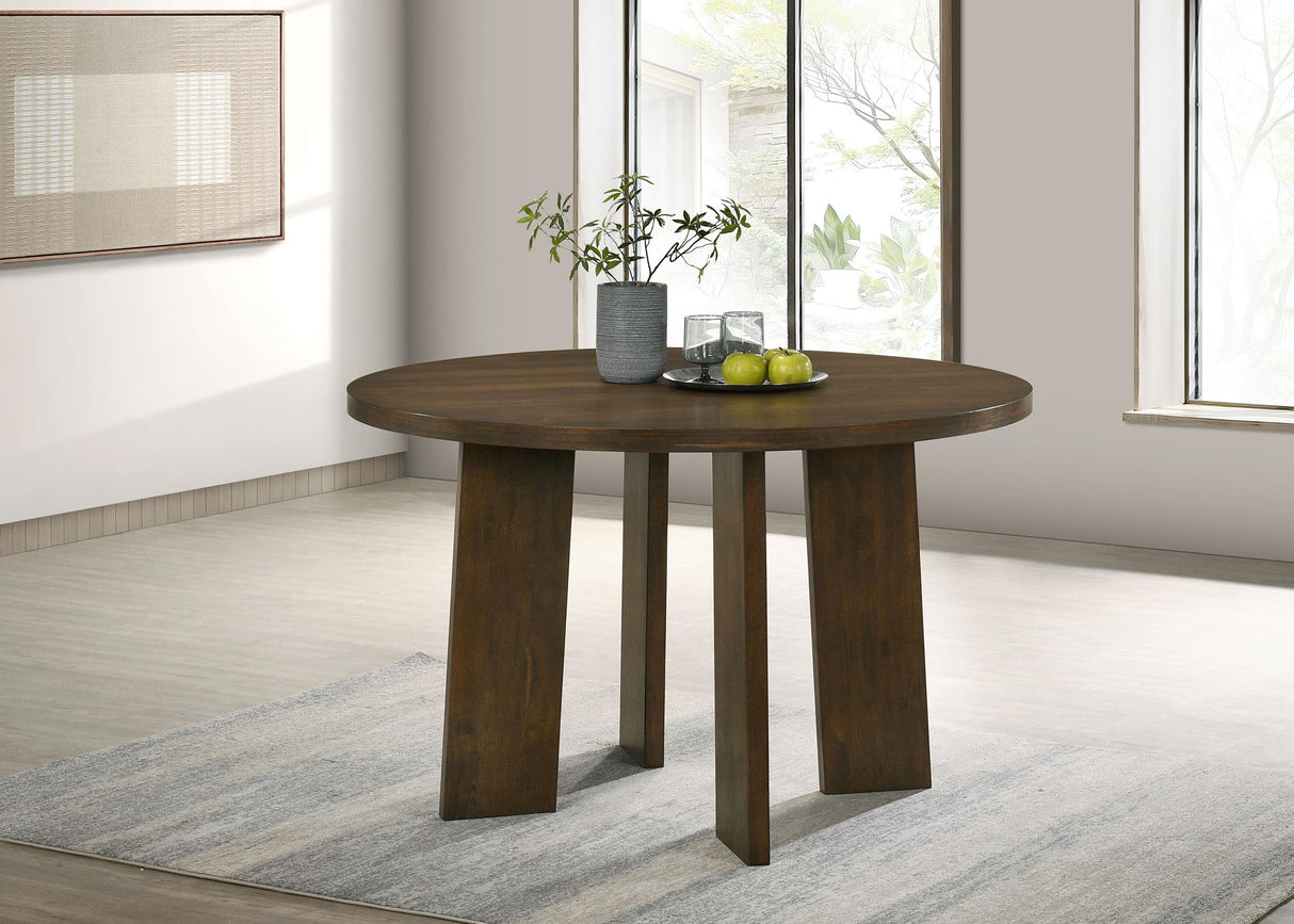 Strouse Walnut 47-inch Round Wood Dining Room Table from Coaster - Luna Furniture