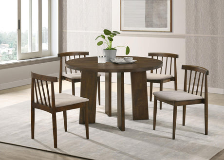 Strouse Walnut 47-inch Round Wood Dining Room Table from Coaster - Luna Furniture