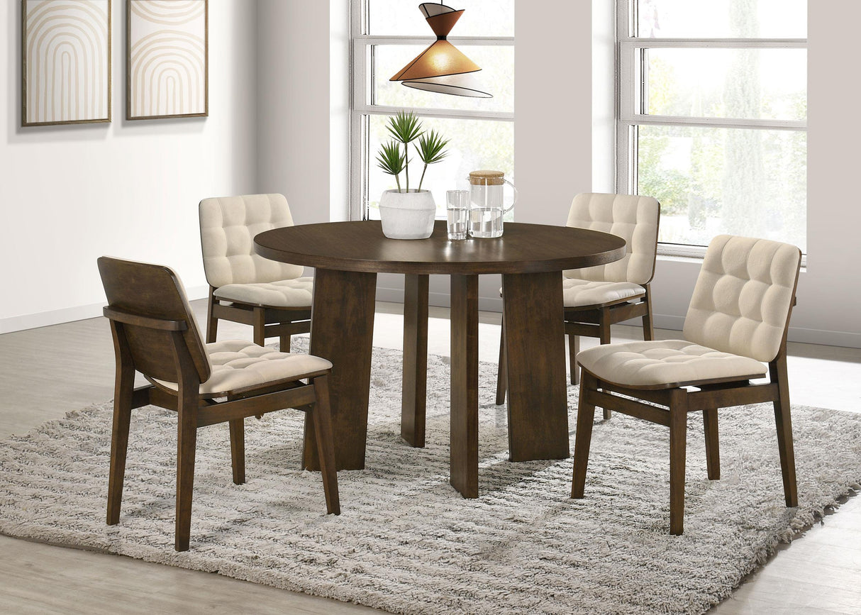 Strouse Walnut 47-inch Round Wood Dining Room Table from Coaster - Luna Furniture