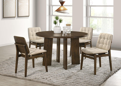 Strouse Walnut 47-inch Round Wood Dining Room Table from Coaster - Luna Furniture