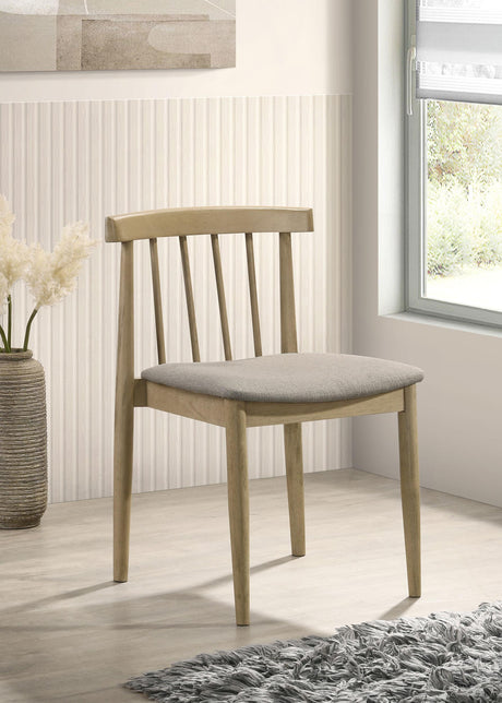 Cullen Natural Oak Dining Side Chair Upholstered Seat, Set of 2 from Coaster - Luna Furniture