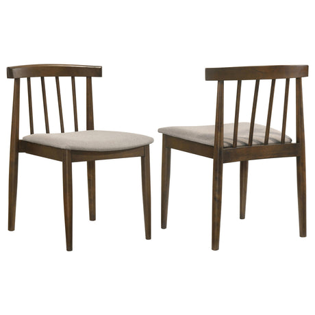Cullen Walnut / Wheat Dining Side Chair Upholstered Seat Dark, Set of 2 from Coaster - Luna Furniture