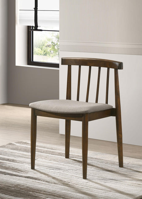 Cullen Walnut / Wheat Dining Side Chair Upholstered Seat Dark, Set of 2 from Coaster - Luna Furniture