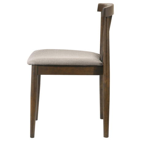 Cullen Walnut / Wheat Dining Side Chair Upholstered Seat Dark, Set of 2 from Coaster - Luna Furniture