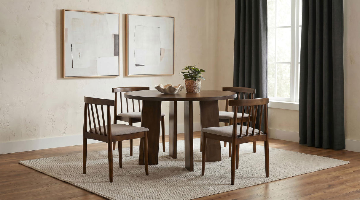 Cullen Walnut / Wheat Dining Side Chair Upholstered Seat Dark, Set of 2 from Coaster - Luna Furniture