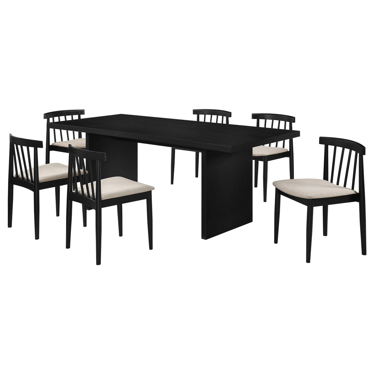 Decker Black / Wheat 7-Piece 82-inch Rectangular Dining Set from Coaster - Luna Furniture