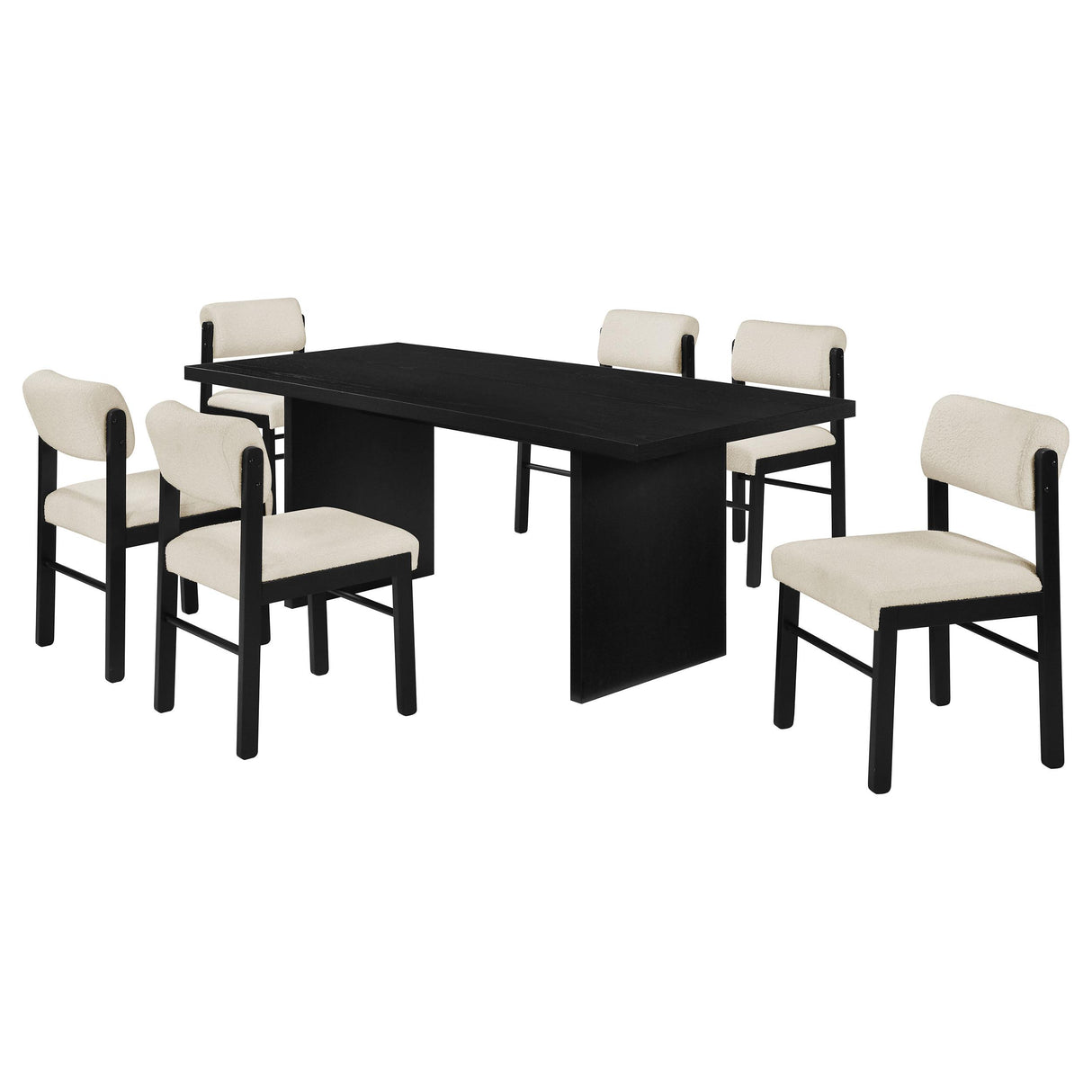 Decker Black / Cream 7-Piece 82-inch Rectangular Dining Set from Coaster - Luna Furniture