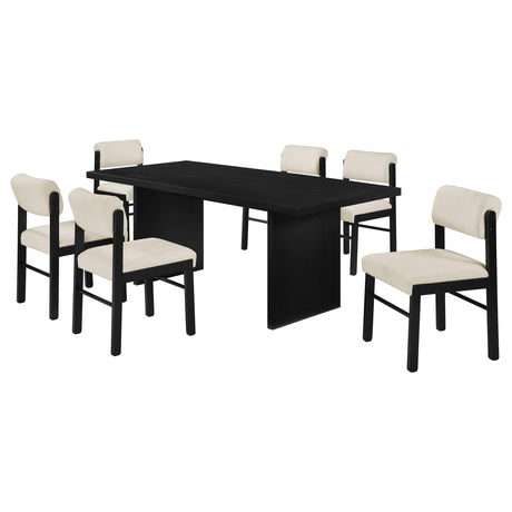 Decker Black / Cream 7-Piece 82-inch Rectangular Dining Set from Coaster - Luna Furniture