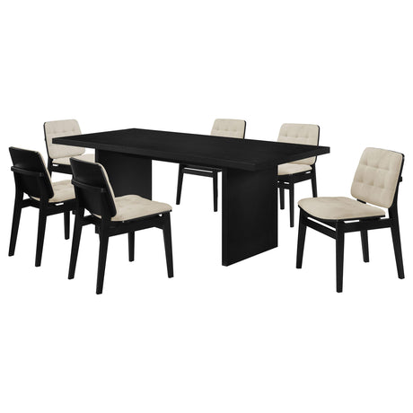 Decker Black / Cream 7-Piece 82-inch Rectangular Dining Set from Coaster - Luna Furniture