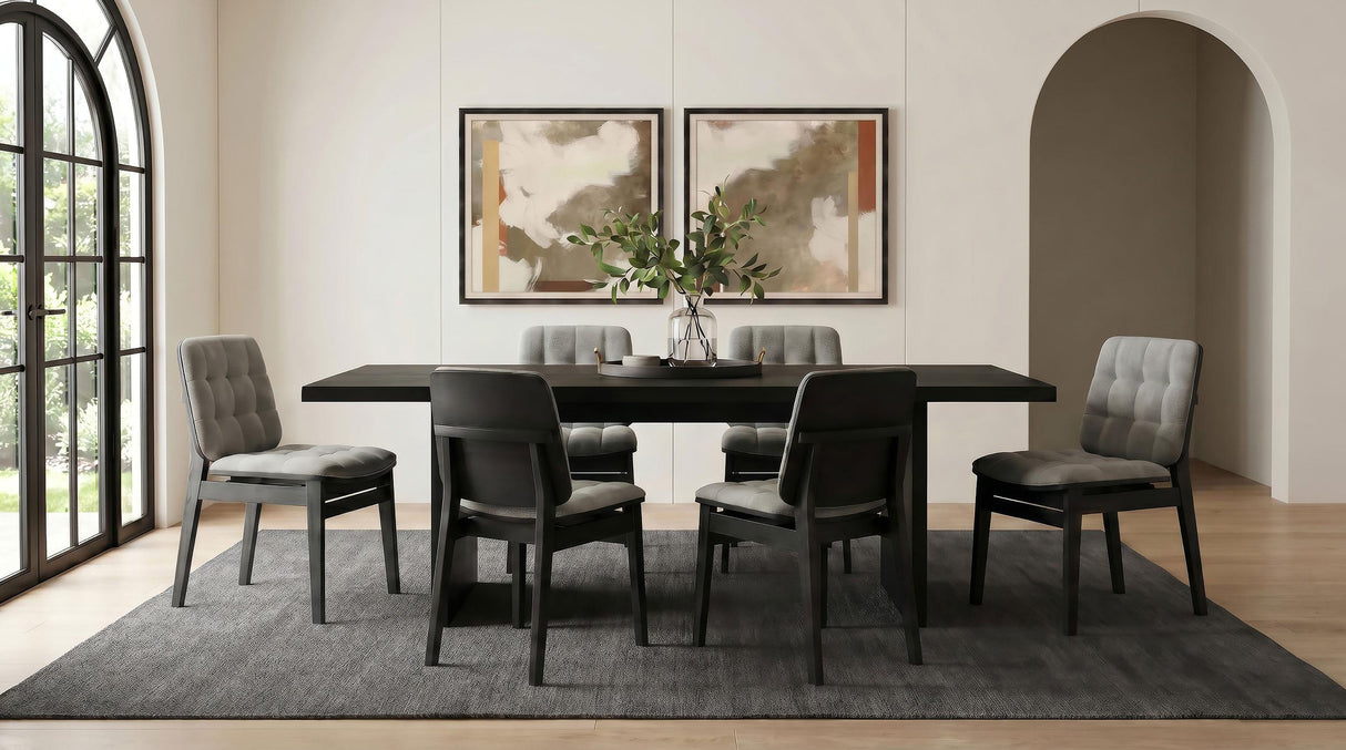 Decker Black / Gray 7-Piece 82-inch Rectangular Dining Set from Coaster - Luna Furniture