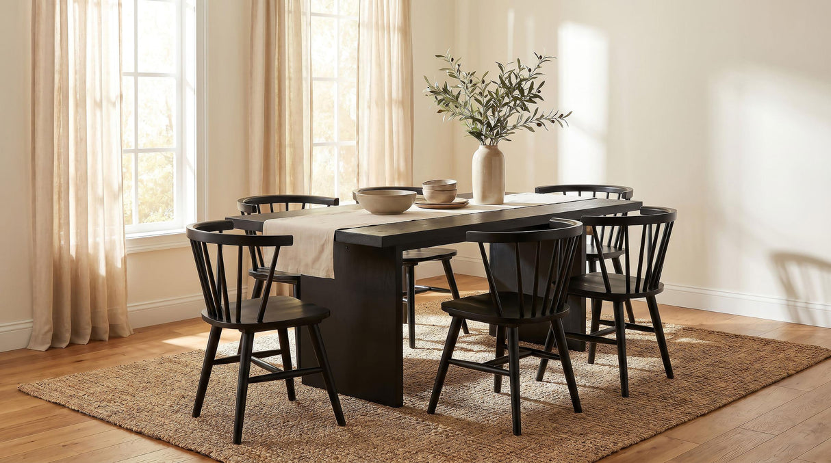 Decker Black 82-inch Rectangular Wood Dining Table