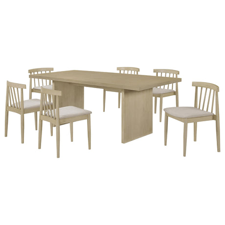 Decker Wheat and Natural Oak 7-Piece 82-inch Rectangular Dining Set from Coaster - Luna Furniture