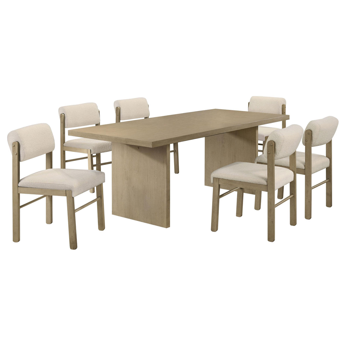 Decker Cream/Natural Oak 7-Piece 82-inch Rectangular Dining Set from Coaster - Luna Furniture