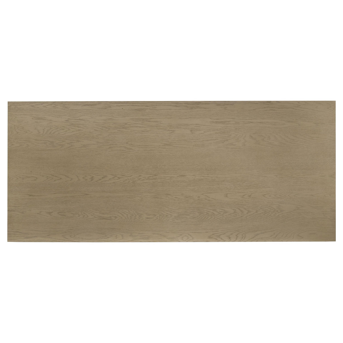 Decker dining table, natural oak finish, top view with wood grain detail