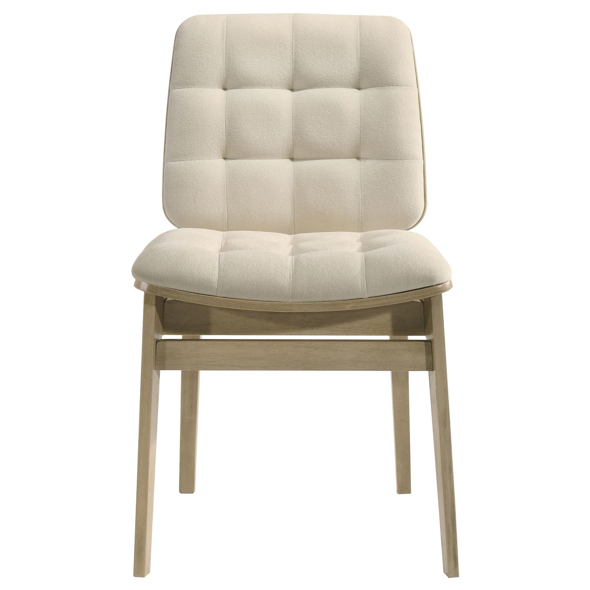 Decker upholstered dining chair, cream tufted seat, front view