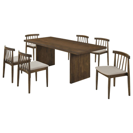 Decker Walnut / Wheat 7-Piece 82-inch Rectangular Dining Set from Coaster - Luna Furniture