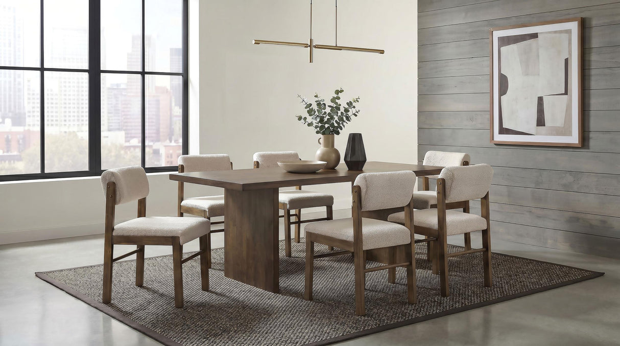 Decker Walnut / Cream 7-Piece 82-inch Rectangular Dining Set from Coaster - Luna Furniture