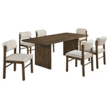 Decker Walnut / Cream 7-Piece 82-inch Rectangular Dining Set from Coaster - Luna Furniture