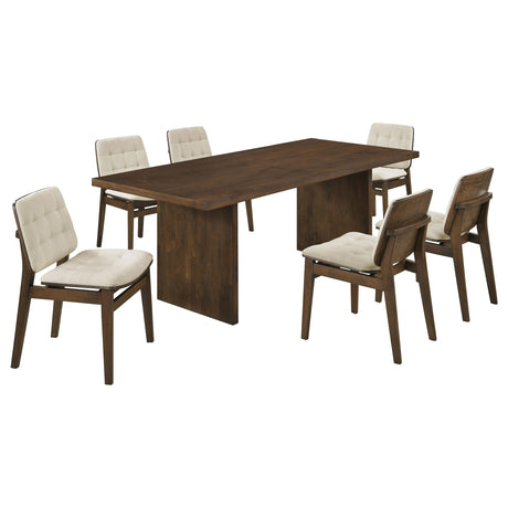 Decker Walnut/ Cream 7-Piece 82-inch Rectangular Dining Set from Coaster - Luna Furniture