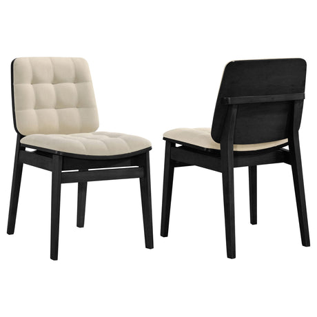 Redbridge Black / Cream Velvet Upholstered Side Chair, Set of 2 from Coaster - Luna Furniture