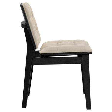 Redbridge Black / Cream Velvet Upholstered Side Chair, Set of 2 from Coaster - Luna Furniture