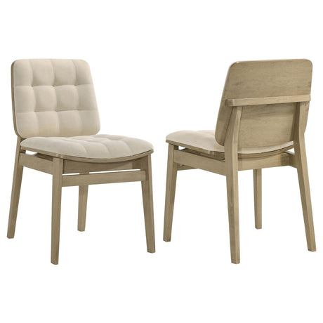 Redbridge Cream/Natural OakVelvet Upholstered Side Chair, Set of 2 from Coaster - Luna Furniture