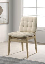 Redbridge Cream/Natural OakVelvet Upholstered Side Chair, Set of 2 from Coaster - Luna Furniture