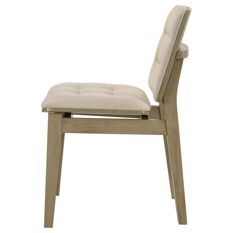 Redbridge Cream/Natural OakVelvet Upholstered Side Chair, Set of 2 from Coaster - Luna Furniture