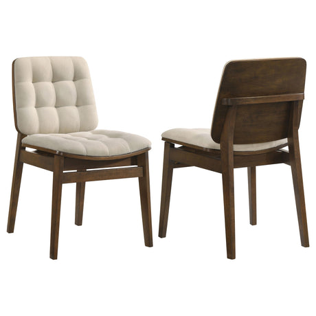 Redbridge Walnut/ Cream Velvet Upholstered Side Chair, Set of 2 from Coaster - Luna Furniture