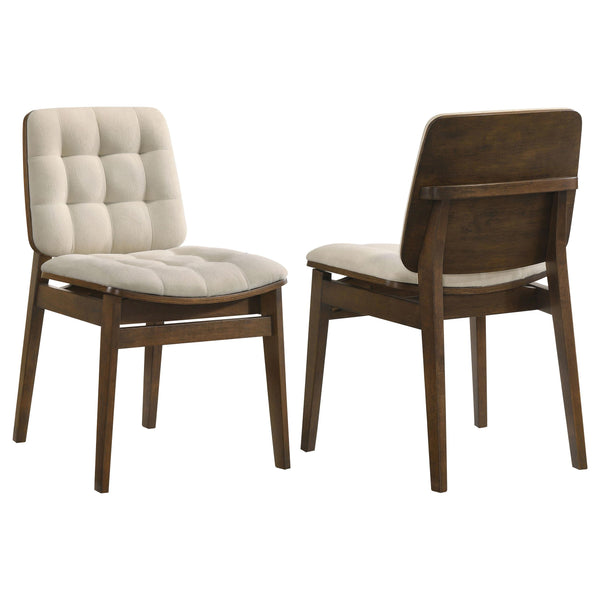 Redbridge Walnut/ Cream Velvet Upholstered Side Chair, Set of 2