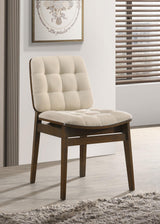 Redbridge Walnut/ Cream Velvet Upholstered Side Chair, Set of 2 from Coaster - Luna Furniture