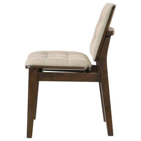 Redbridge Walnut/ Cream Velvet Upholstered Side Chair, Set of 2 from Coaster - Luna Furniture