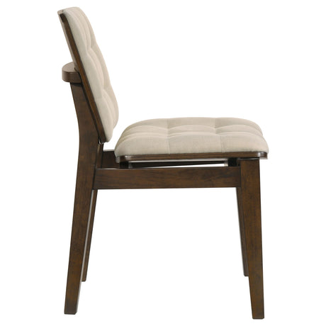 Redbridge Walnut/ Cream Velvet Upholstered Side Chair, Set of 2 from Coaster - Luna Furniture