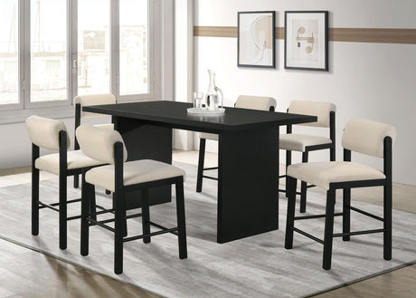 Decker Black / Cream 7-piece 70-inch Rectangular Counter Height Dining Set from Coaster - Luna Furniture