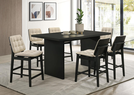 Decker Black / Cream 7-piece 70-inch Rectangular Counter Height Dining Set from Coaster - Luna Furniture