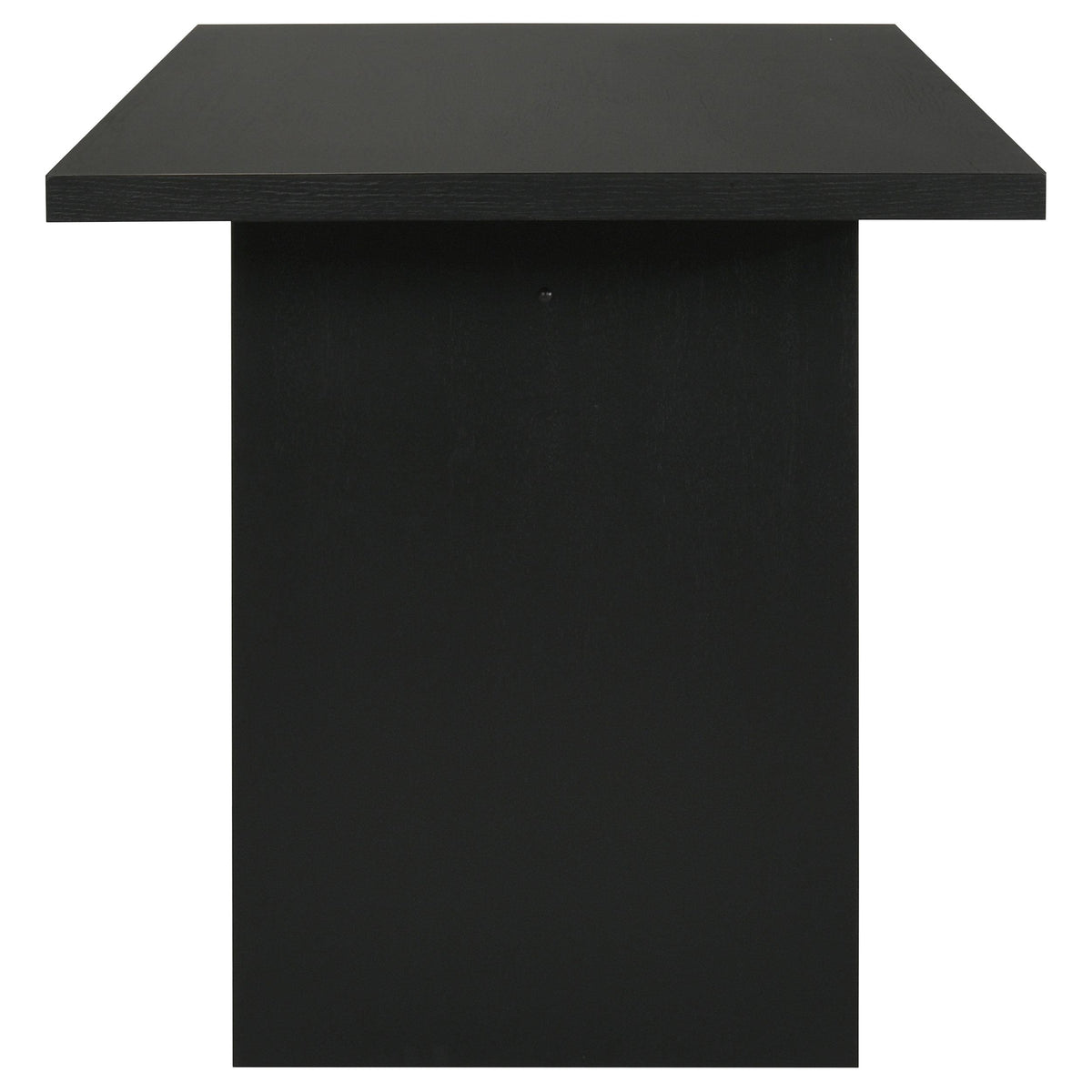Decker Black counter-height dining table, black wood-grain top, top view