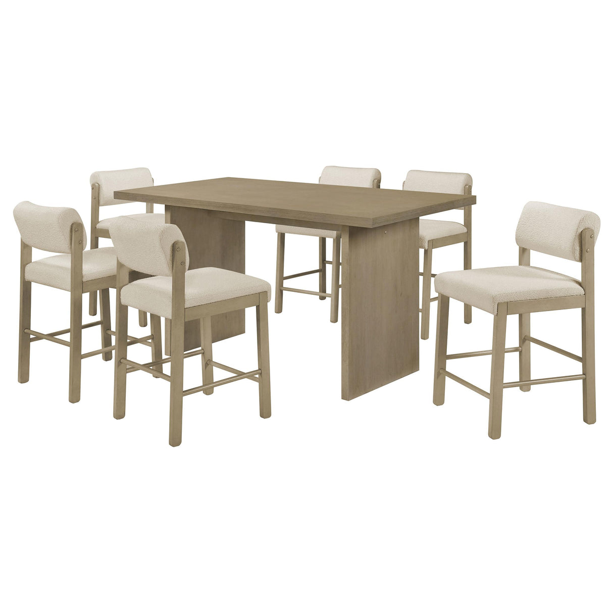 Decker Cream and Natural Oak 7-Piece 70-inch Rectangular Counter Height Set from Coaster - Luna Furniture