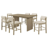 Decker Cream and Natural Oak 7-Piece 70-inch Rectangular Counter Height Set from Coaster - Luna Furniture
