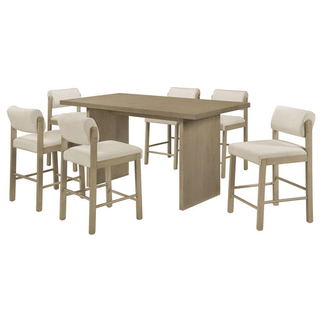 Decker Cream and Natural Oak 7-Piece 70-inch Rectangular Counter Height Set from Coaster - Luna Furniture