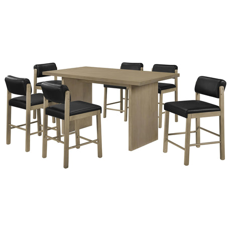 Decker Black and Natural Oak 7-Piece 70-inch Rectangular Counter Height Set from Coaster - Luna Furniture