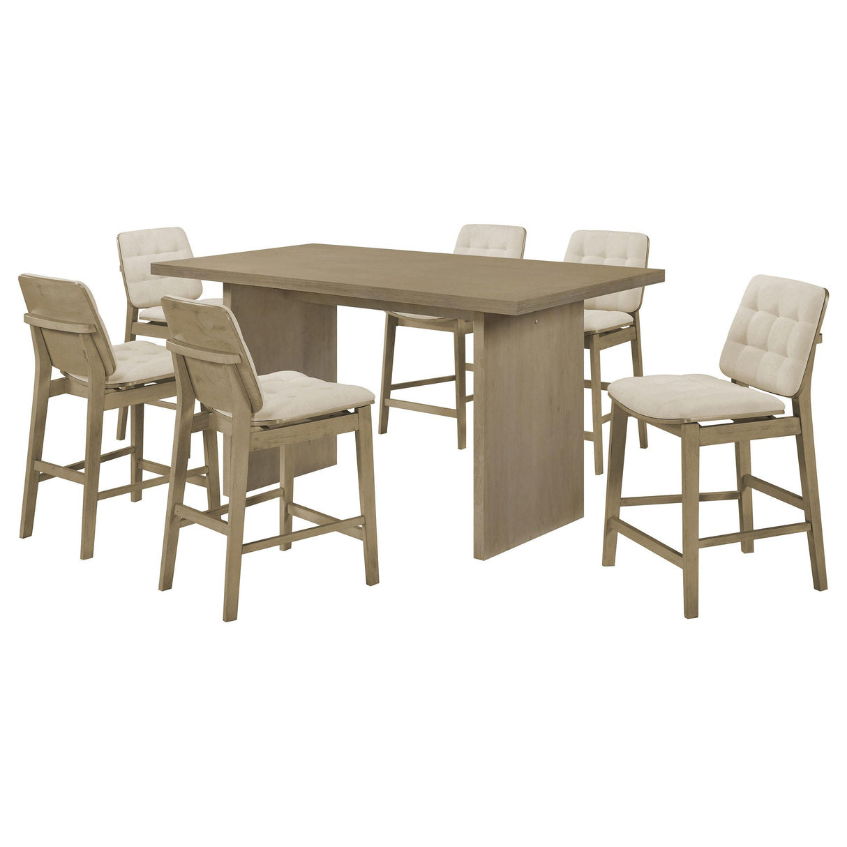 Decker Cream and Natural Oak 7-Piece 70-inch Rectangular Counter Height Set from Coaster - Luna Furniture