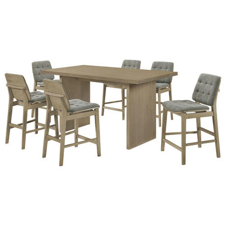 Decker Gray and Natural Oak 7-Piece 70-inch Rectangular Counter Height Set from Coaster - Luna Furniture