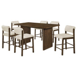 Decker Walnut / Cream 7-Piece 70-inch Rectangular Counter Height Set from Coaster - Luna Furniture