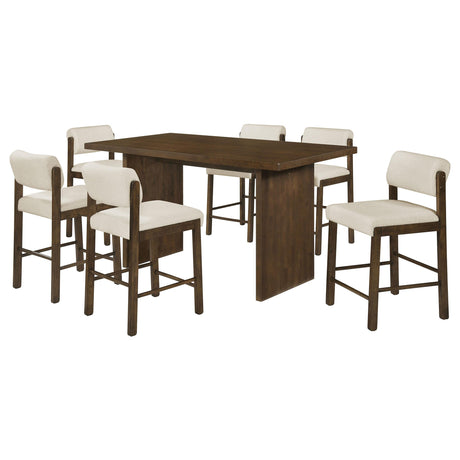 Decker Walnut / Cream 7-Piece 70-inch Rectangular Counter Height Set from Coaster - Luna Furniture